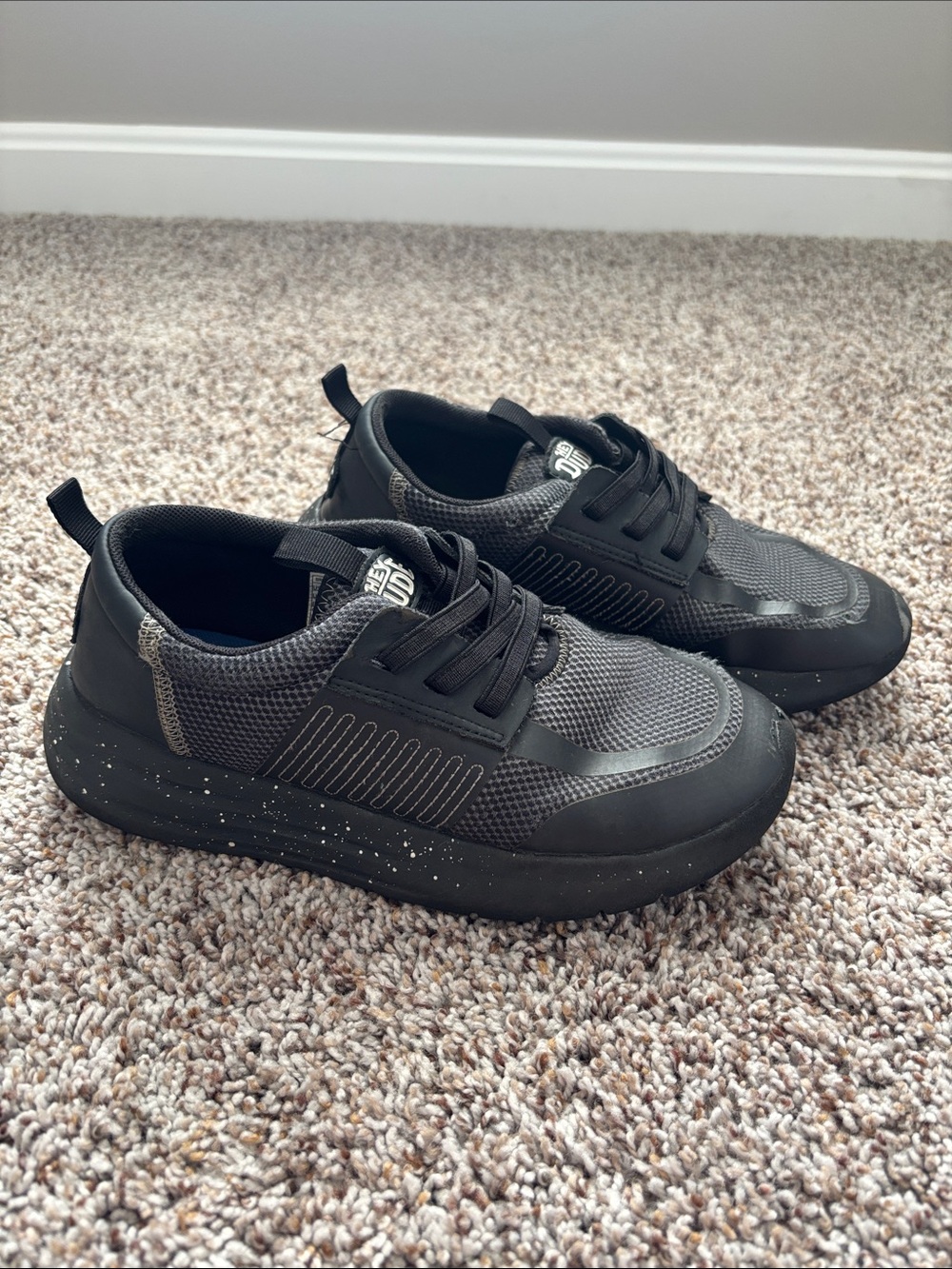 Hey Dude Black and Gray Kids Sneakers